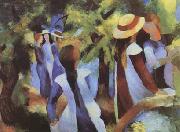 August Macke Girls Amongst Trees (mk09) painting